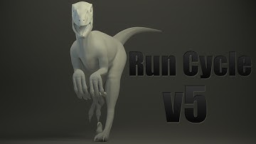 Blender Velociraptor - Run Cycle v5 (Multi-View)
