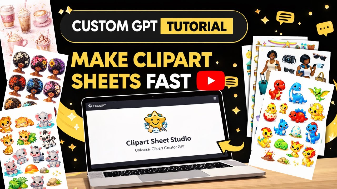 How to Make a Full 8.5x11 Sticker Sheet with Clipart Sheet Studio (GPT ...