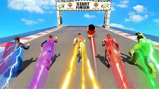 All Avengers Challenged Flash For Running Race in GTA 5 | Franklin & Shin Chan in Telugu