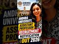 Andhra University Assistant Professor Recruitment 2026 Notification Out #shorts