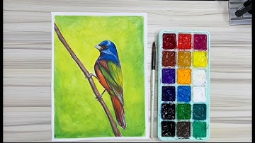 GOUACHE BIRD PAINTING | EASY STEPS