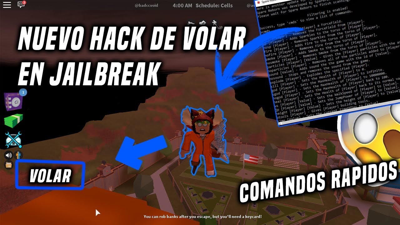 Nuevo Hack Para Volar En Jailbreak Roblox Comandos Rapidos - nuevo hack para volar en jailbreak roblox comandos rapidos actualizados 2018