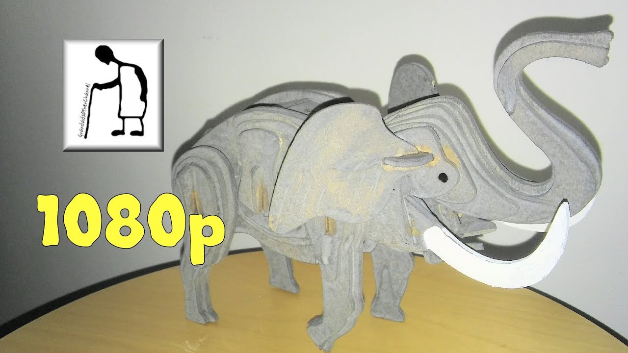 Woodcraft Construction Kit Little Elephant 4K edited to 1080p YouTube