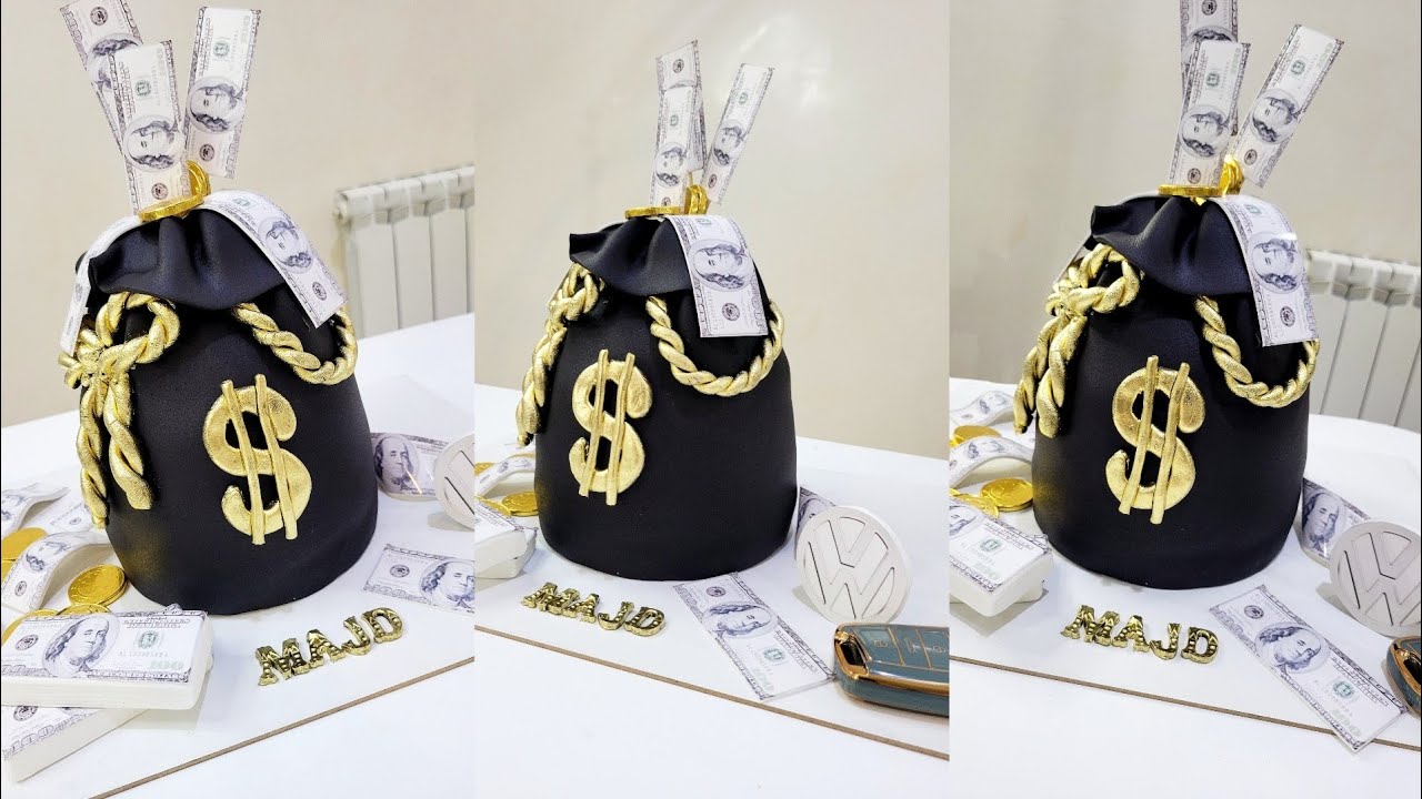 كيكة كيس 💰 النقود بكل تفاصيلها 😍كيكة الدولار 💰💵dollar cake 💰💵 كيكة عيد ميلاد اخي 😘❤