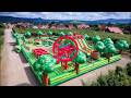Giant Inflatable Indoor Theme Park: Enchanted Green Forest! Huge Tree Slides & Fairy Obstacles