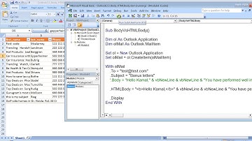 Excel macro to set outlook mail body & HtmlBody | Lecture 8