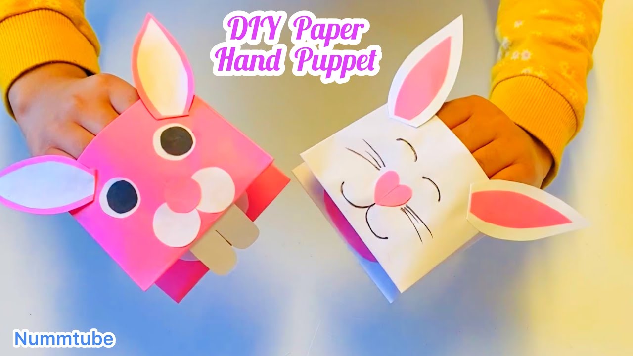 How To Make a Paper Bunny Hand Puppet / Easter crafts for kids /DIY