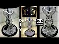 Diy glam vintage coco chanel gown  dress foam lamp  using dollar tree baskets  home decor  2021