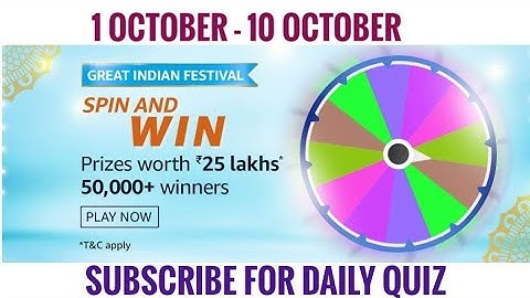 Amazon Spin And Win Quiz Answers Today | Win Bose Soundbar  | 1 October 2020