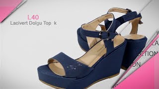 Bay Pablo L40 Lacivert Dolgu Topuk Ayakkabı