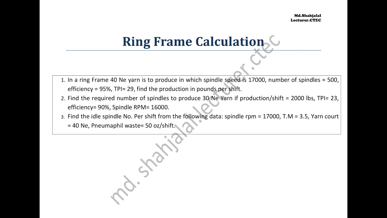 Ring Frame Calculation - YouTube