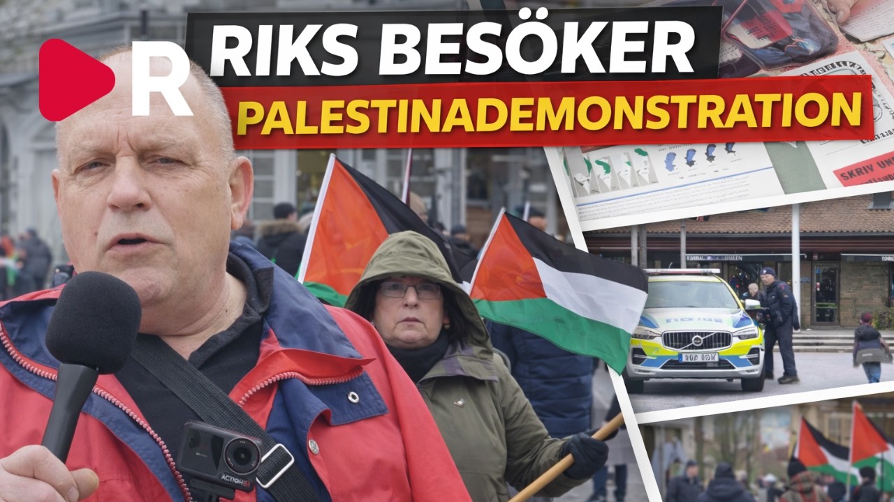 Riks besöker Palestinademonstration i Varberg