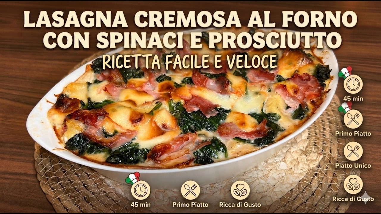 Lasagna bianca spinaci ricotta e prosciutto | Ricetta facile e cremosa.