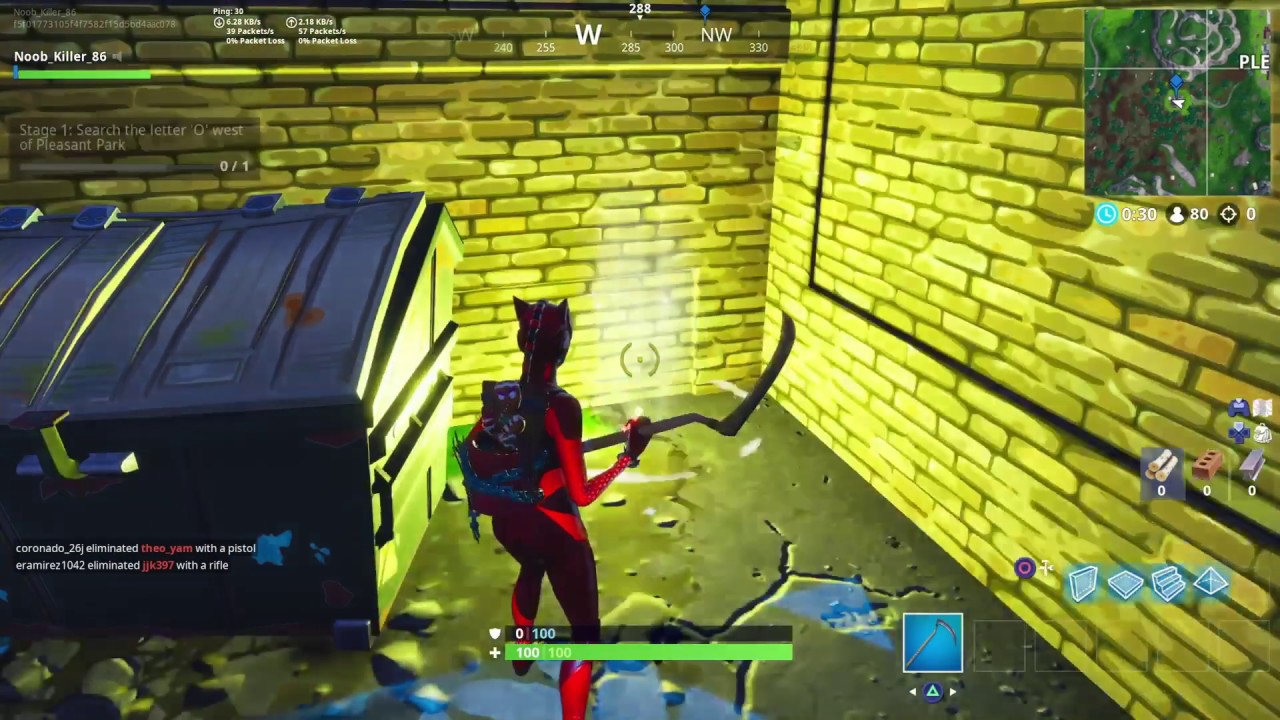 Fortnite | Season 7 Week 4 Challenges | Stage 1: Search the letter 'O' west of Pleasant Park!