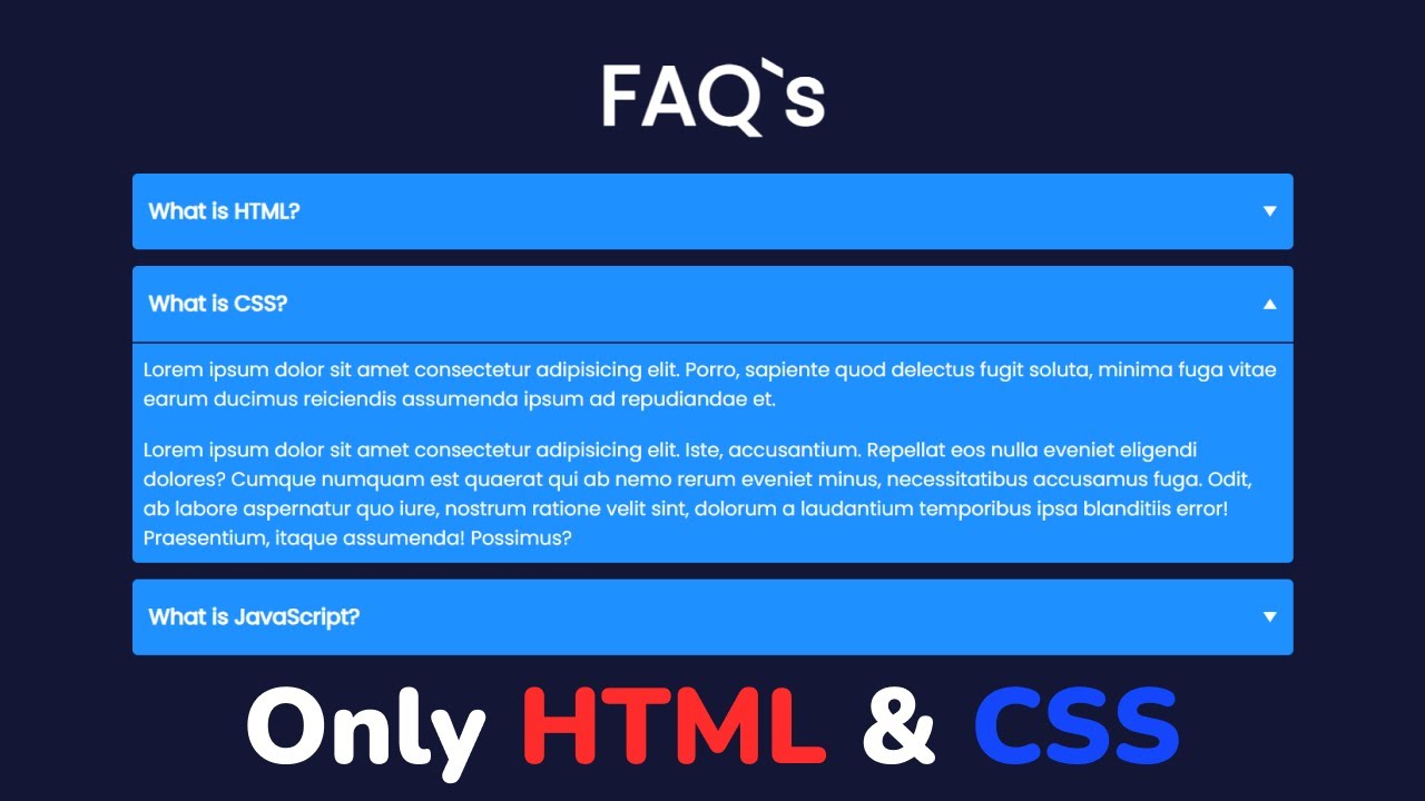 Как сделать FAQ Accordion на чистом HTML & CSS - tag details & summary ...