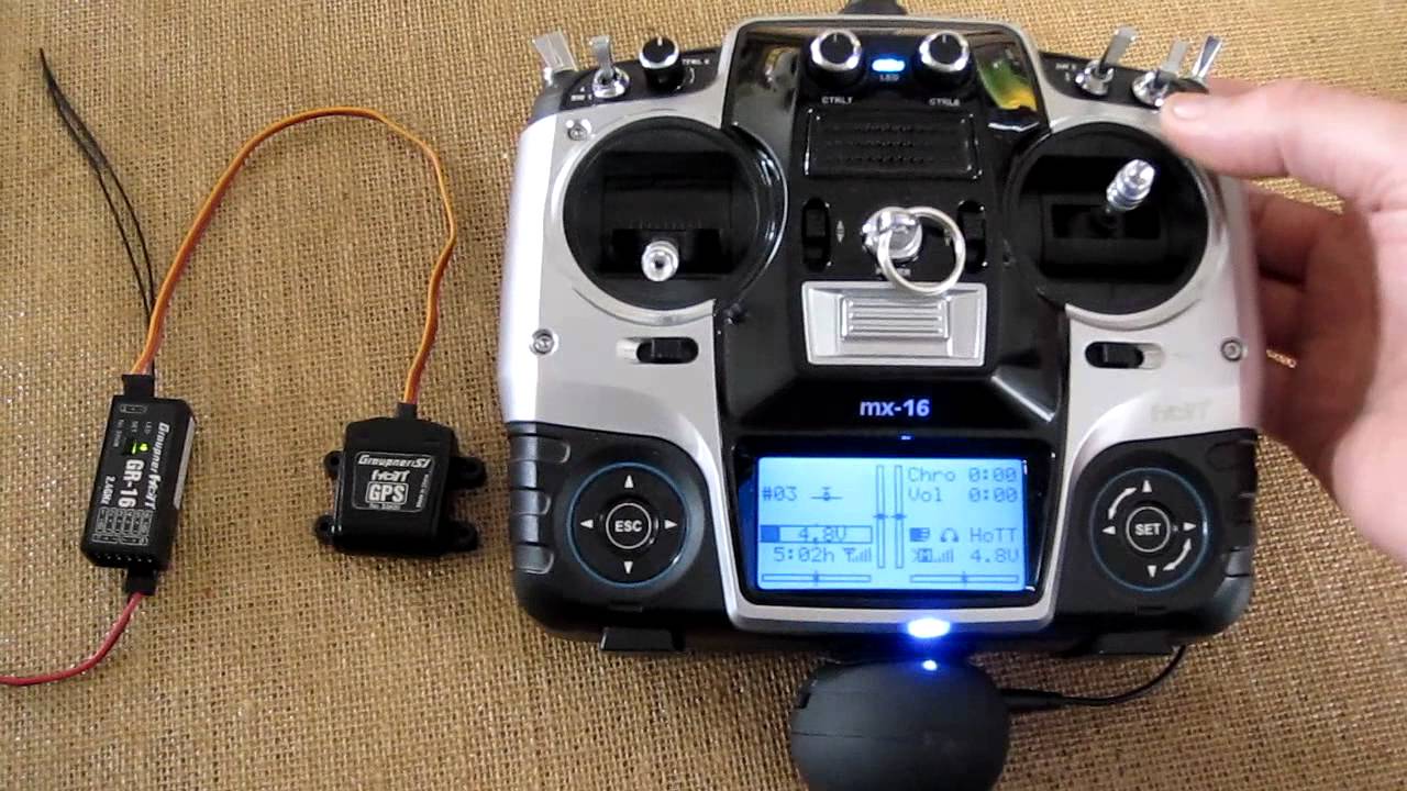 Radio Graupner HoTT Mx-16 avec GPS et haut parleur