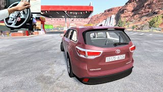 Toyota Highlander Car Driving with Logitech g29 | BeamNG Drive Wheelcam Gameplay screenshot 4