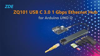 Zde Zq101 Usb C 3.0 1 Gbps Ethernet Hub For Arduino Uno Q 8 In 1 Docking Station