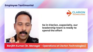 Life at Clarion | Renjith Kumar on Supportive Leadership & Growth Culture