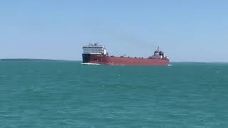 Passing the Stewart J Cort on the St Marys River - Great Lakes freighter- thousand footer