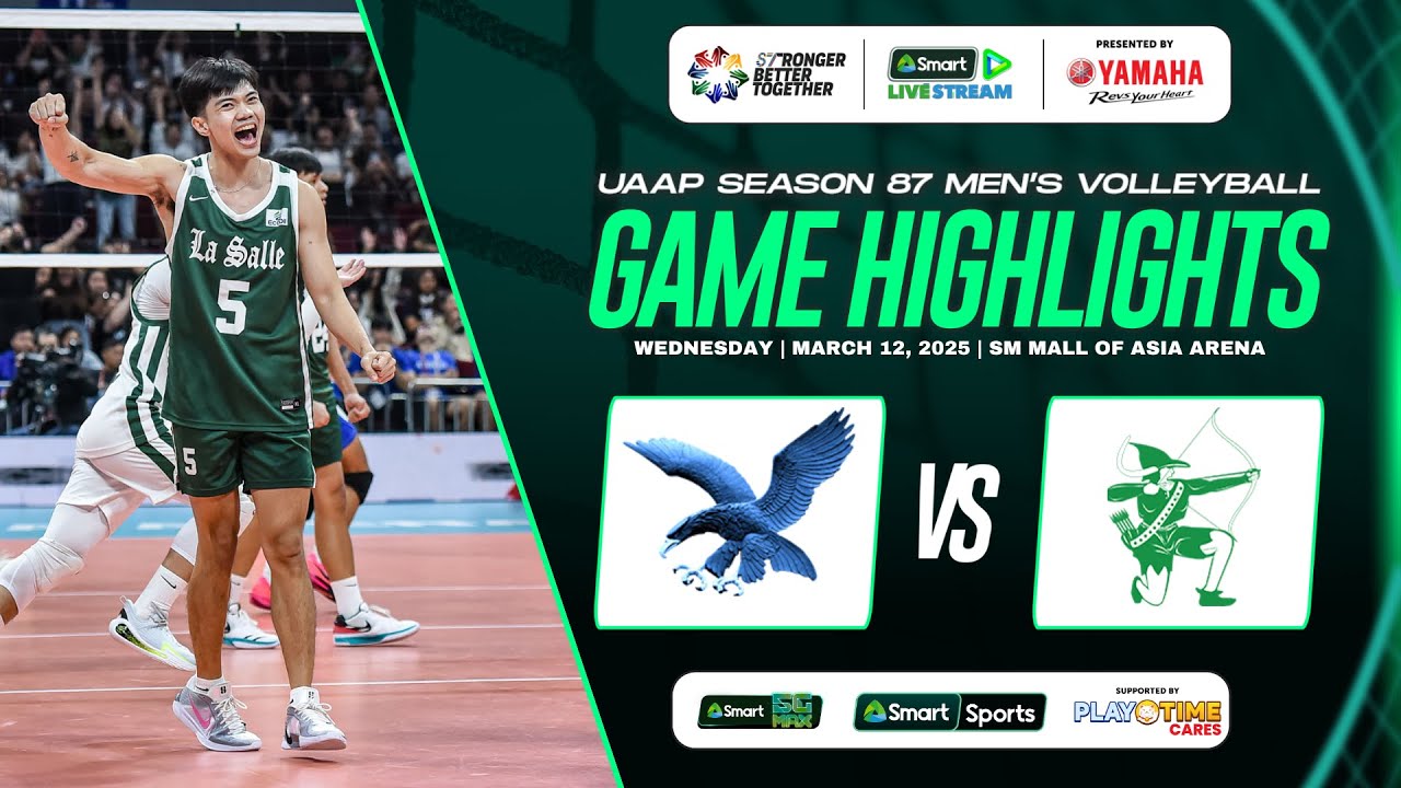 UAAP Season 87 Men's Volleyball Game Highlights - Ateneo vs DLSU - YouTube