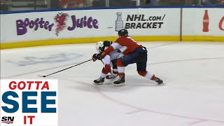 GOTTA SEE IT: Zacha Dances Around Ekblad, Rips It Over Luongo