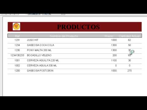 PROGRAMA DE VENTAS. REPORTE DE PRODUCTOS. HECHO EN JAVA, MYSQL Y JASPERREPORTS