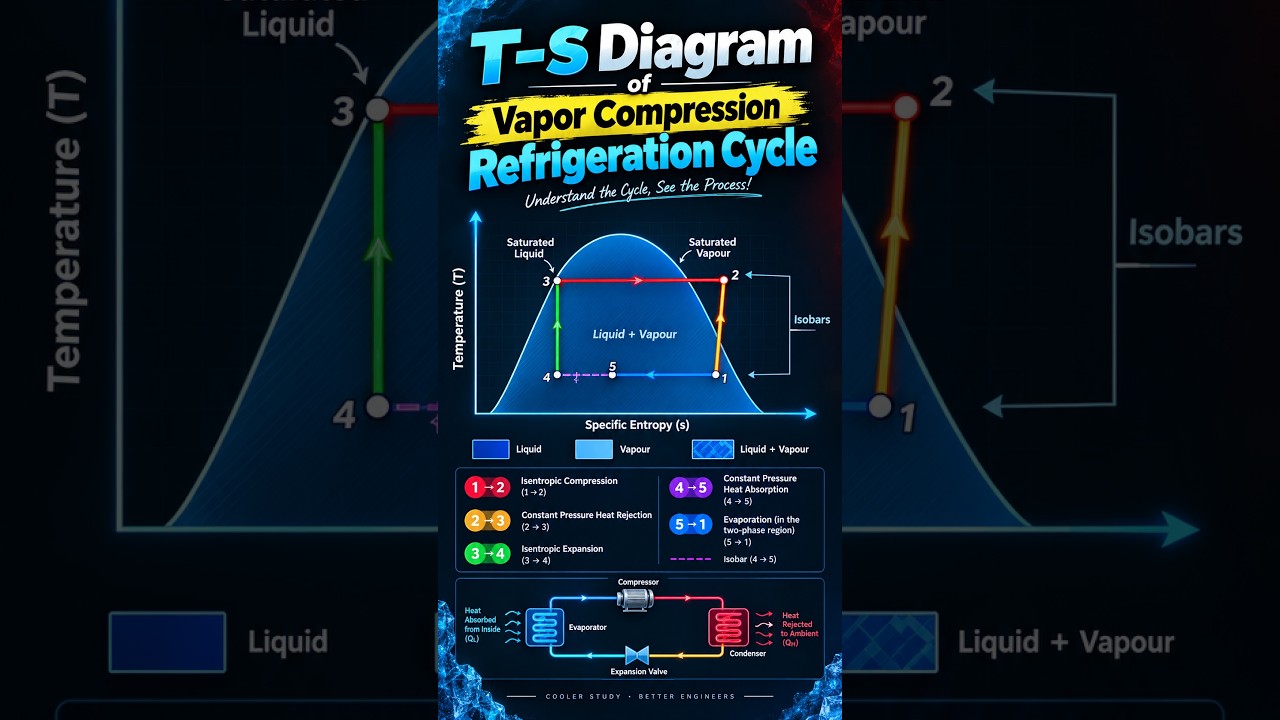 Mapping the Vapor Compression Cycle (T-S diagram) - YouTube