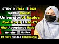 Study in Italy 🇮🇹 2026 | University of Naples Fedrico II | Fully Funded Scholarship for Students