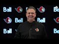 Jake Sanderson, Drake Batherson, Xavier Bourgault, Travis Green Pregame Media vs COL