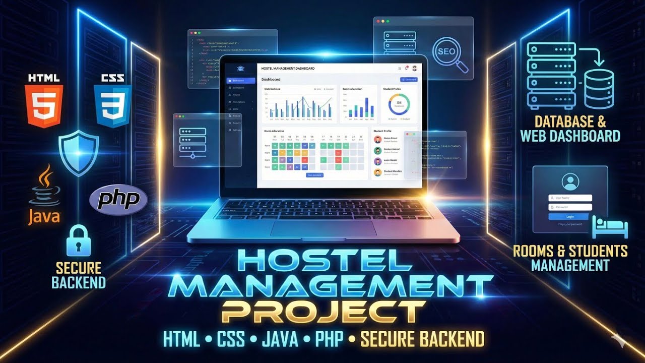 Hostel Management System Full Project | HTML CSS Java PHP | Secure Backend + Database