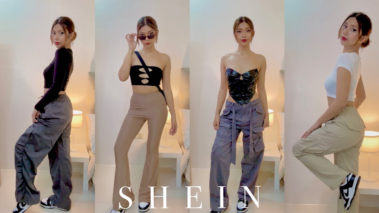 SHEIN ICON 90s Low Rise Ruched Flare Leg Pants