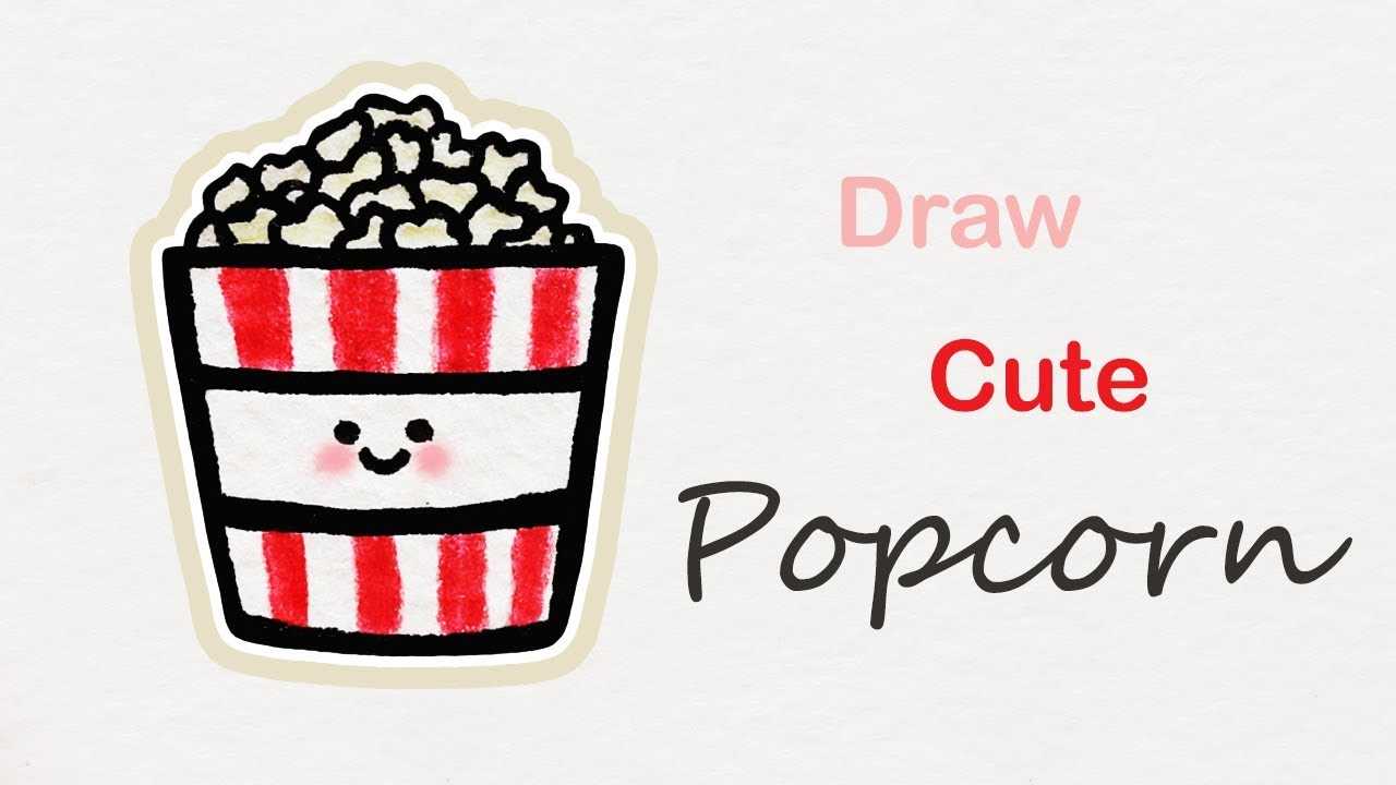 How to draw a cute Box of Popcorn Step by step art for kids YouTube