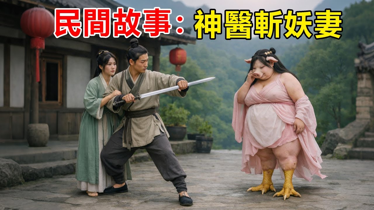 民間故事：鰥夫神醫娶嬌妻，洞房夜窗外飛來一磚頭，神秘女大喊「今夜不能睡」，次日回門，神醫按神秘女指點拔劍出鞘，嬌滴滴的娘子竟現出豬身雞爪原形
