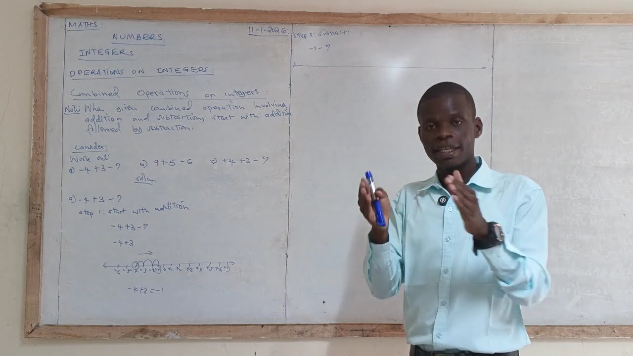 COMBINED OPERATIONS ON INTEGERS - ( LESSON 5 JSS GRADE 8 MATHEMATICS TOPIC 1 NUMBERS ).