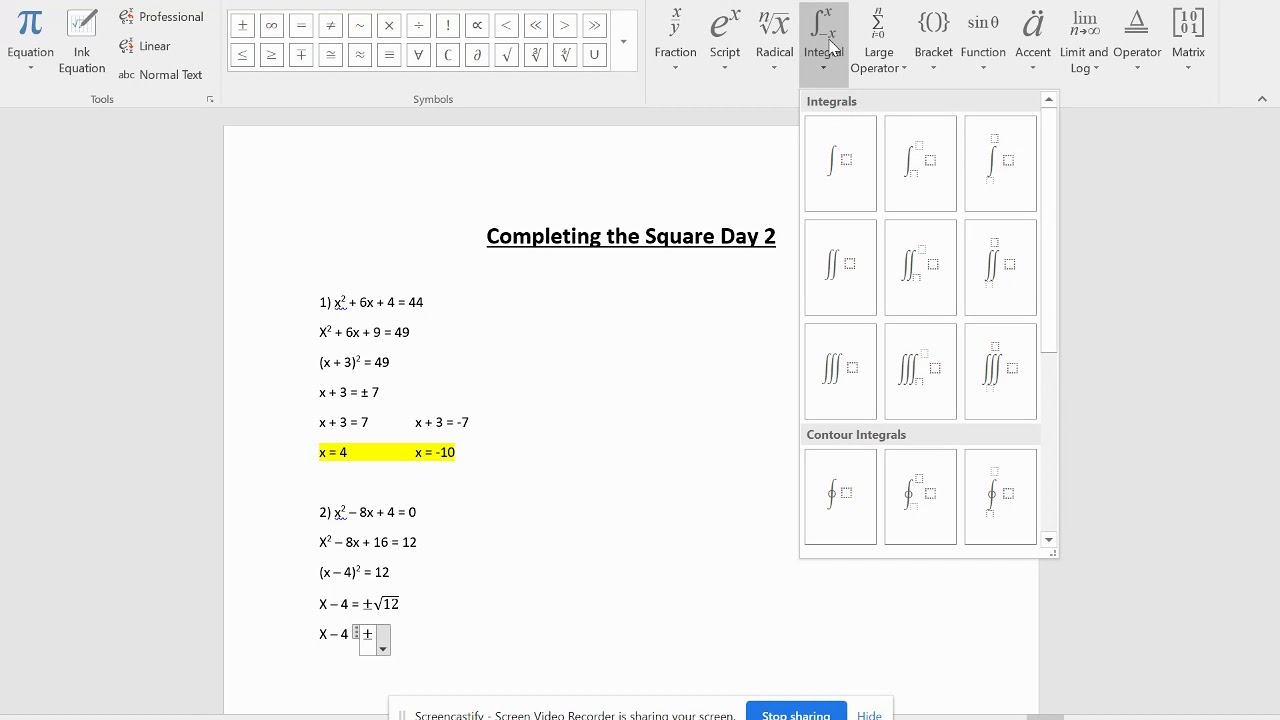 Completing the Square Day 2 - YouTube