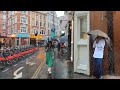 Heavy Rain Shower London's Soho | London Rain Walk - Rain ASMR [4K]