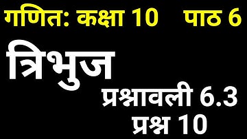 गणित कक्षा 10 त्रिभुज प्रश्नावली 6.3 प्रश्न 10 | Maths Class 10 Exercise 6.3 NCERT Solutions