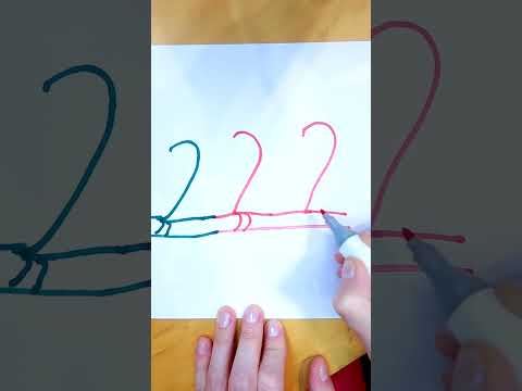 Как нарисовать ПОПУГАЕВ из цифр 2+2+2 = попугай #shorts