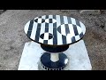 DIY 3d round table coffee garden from cement and very special ceramic tile # 105