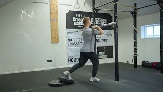 Barbell front rack rear foot elevated split squats