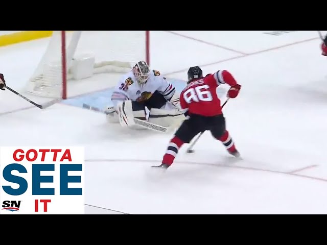 New Jersey Devils' Jack Hughes snipes a beaut for first career goal