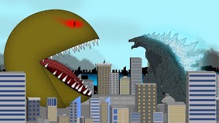 Godzilla Earth vs Evolution of Pac-Man Giant Attack: Size Comparison | Godzilla Movie