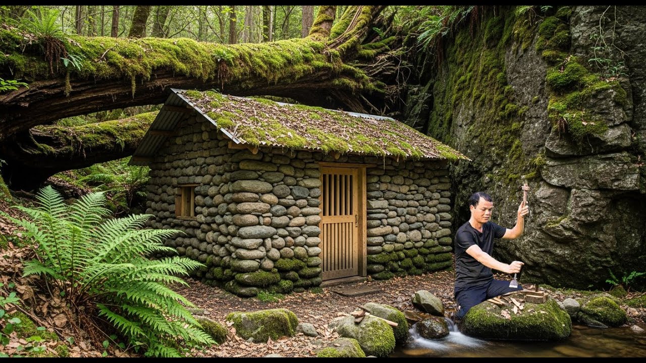 Timelapse - I Built a House Under Giant Rock to Hide From Wild Animals| Solo Survival Wild Adventure