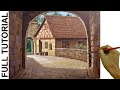 Acrylic Landscape Painting TUTORIAL / Old Village House / JMLisondra