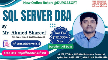 SQL SERVER DBA Online Training @ DURGASOFT