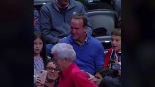 PEYTON MANNING THROWS A HAIL MARY TO THE DENVER NUGGETS MASCOT !!