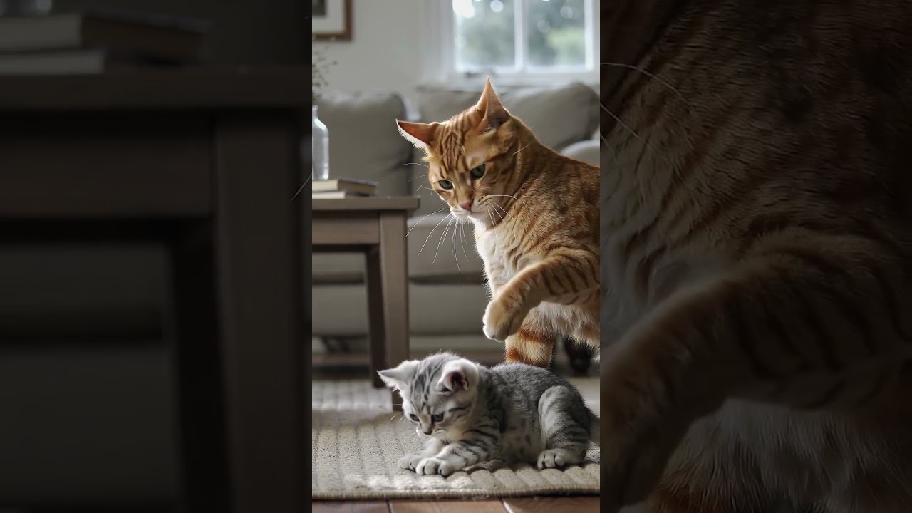 Funny video. Orange Cat vs Kitten – Unexpected Twist 😲 