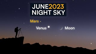 What&#39;s in the Night Sky June 2023 🌌 Venus Mars Conjunction | Noctilucent Clouds | Milky Way