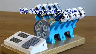 V8 solenoid engine, 3D printed with throttle controll and autostart. Final video